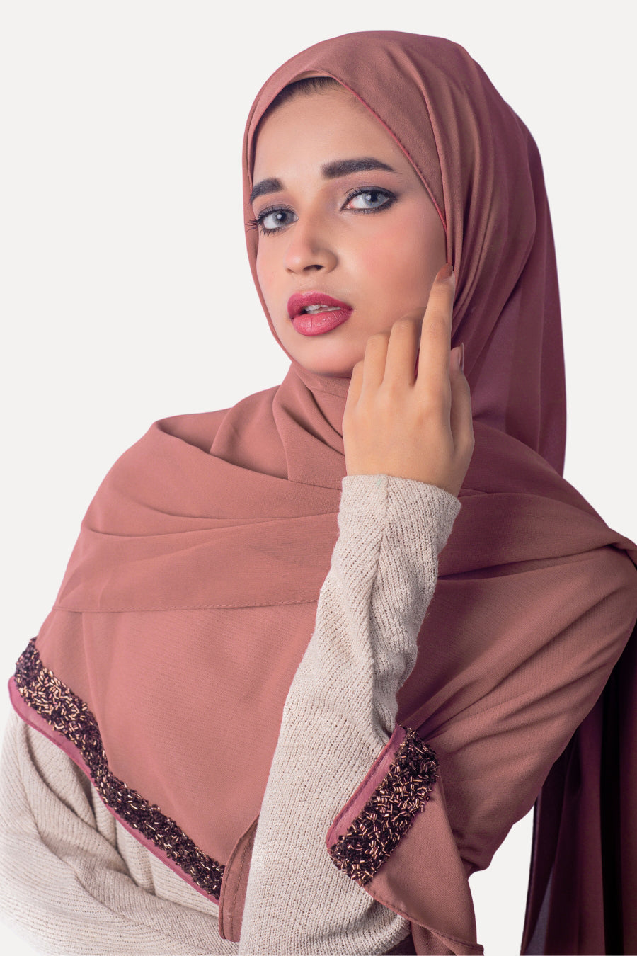 Lace Georgette Hijab - Mauve