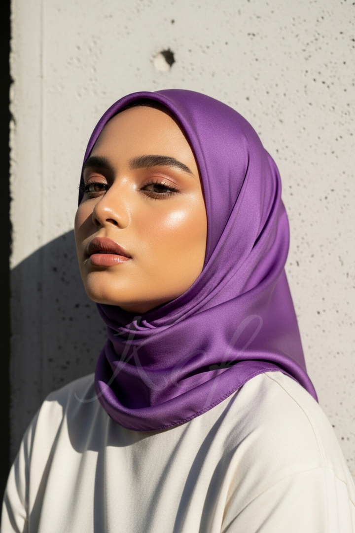 Plain Silk Hijab - Purple