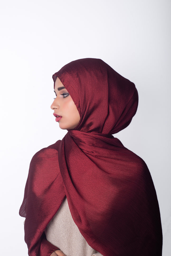 Crinkle Chiffon Hijab - Ruby Red (Shimmer)