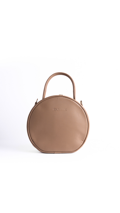 Round Leather Nude Bag