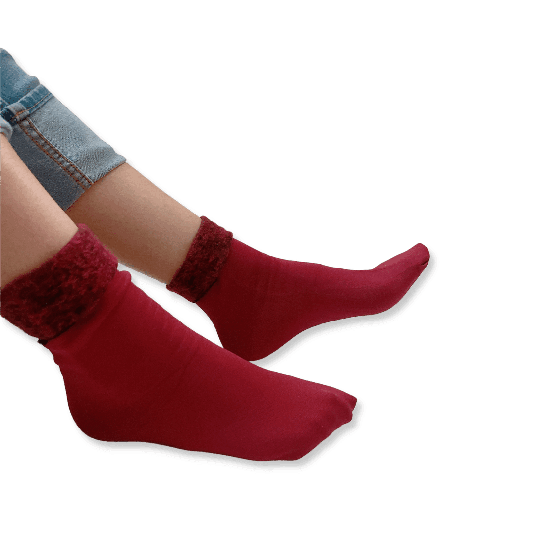 Red Cotton Wool Thermal Socks - Elva