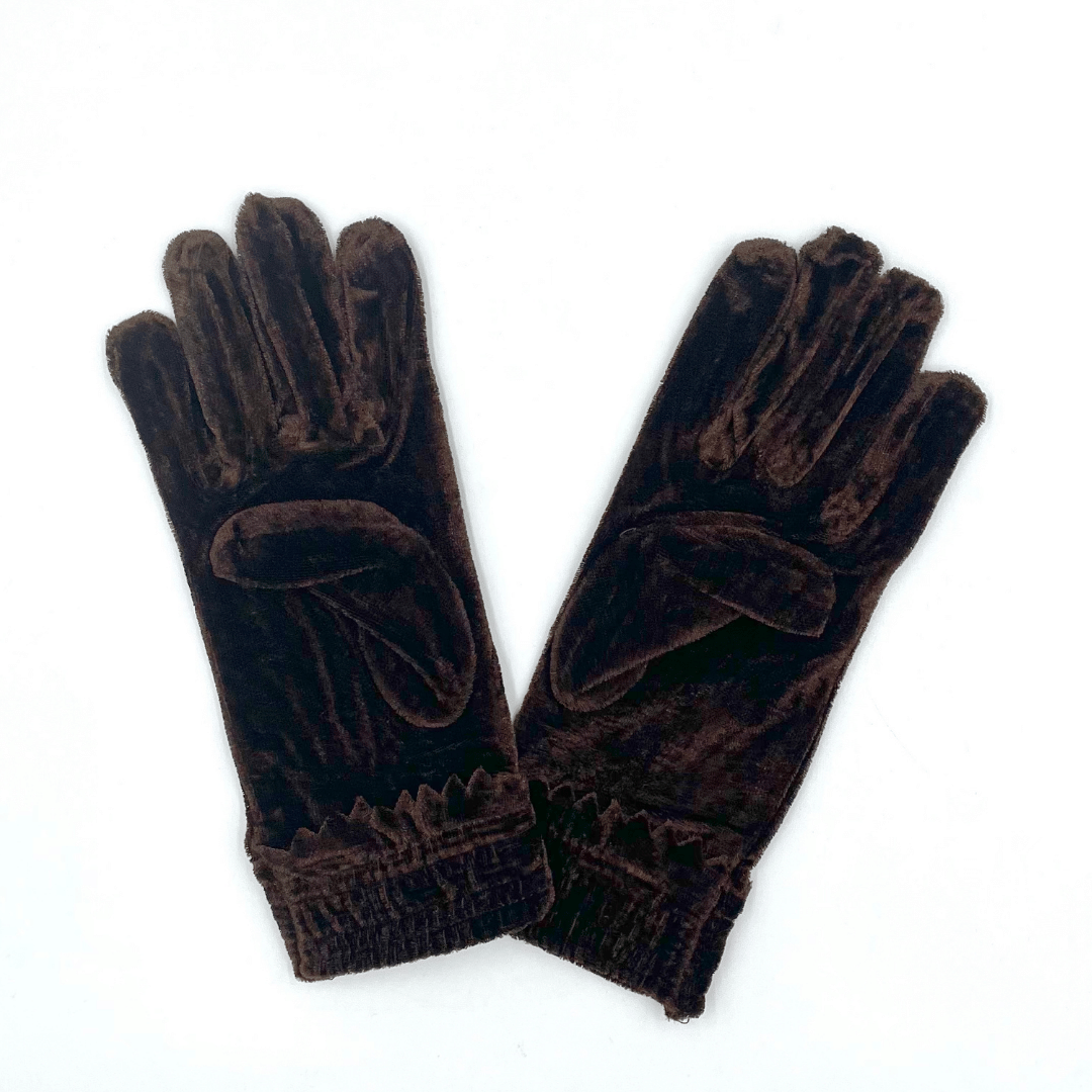Velvet Brown Gloves - Elva