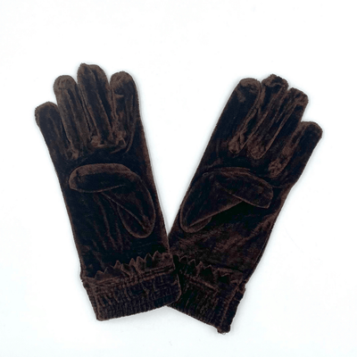 Velvet Brown Gloves - Elva