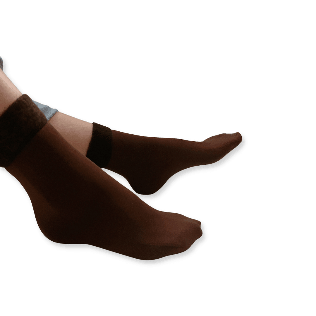 Brown Cotton Wool Thermal Socks - Elva