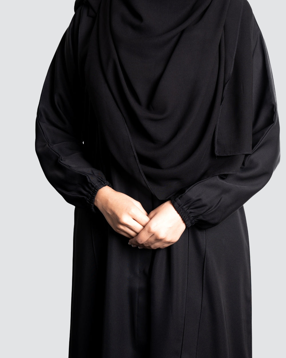 Black Scrunch Sleeve Casual Abaya - Kef