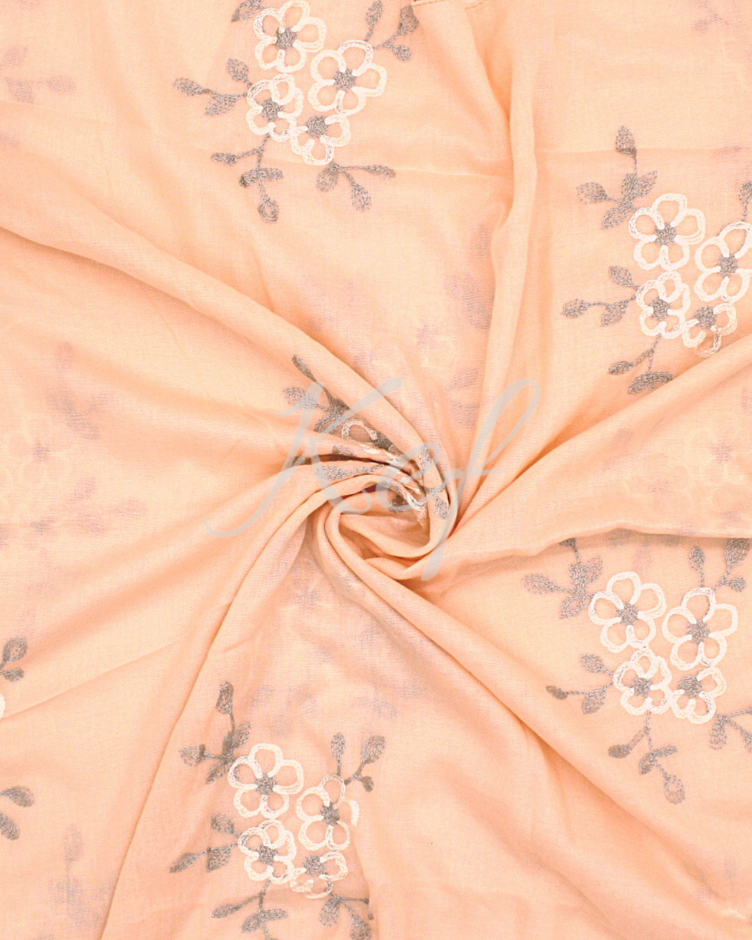 Alyssum Embroidery Lawn Hijab - Unbleached silk