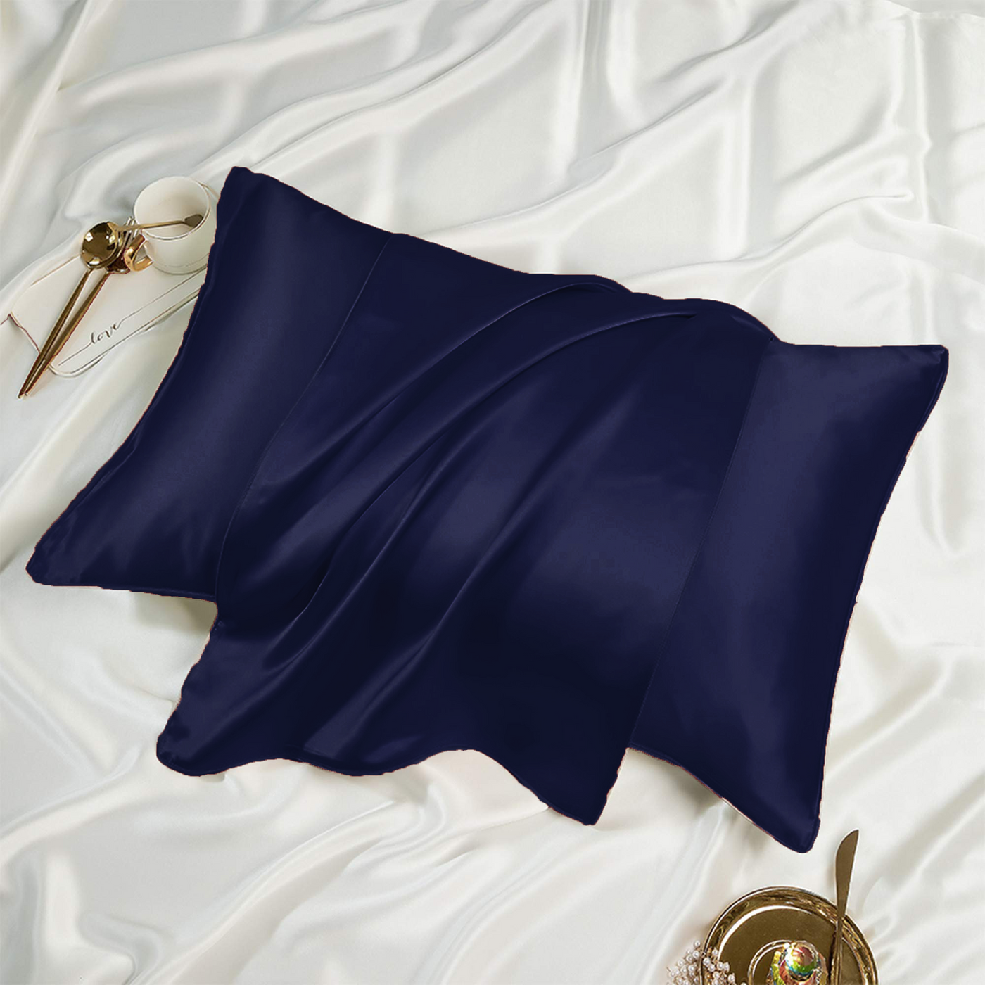 Satin Silk Standard Midnight Blue Pillowcase - Kef