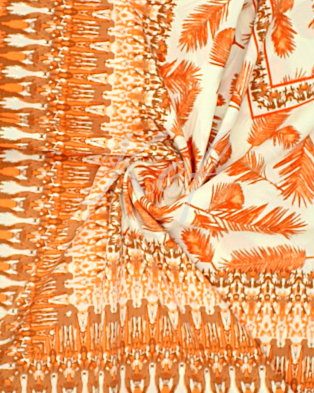 Printed Square Chiffon - Floral Orange - Kef