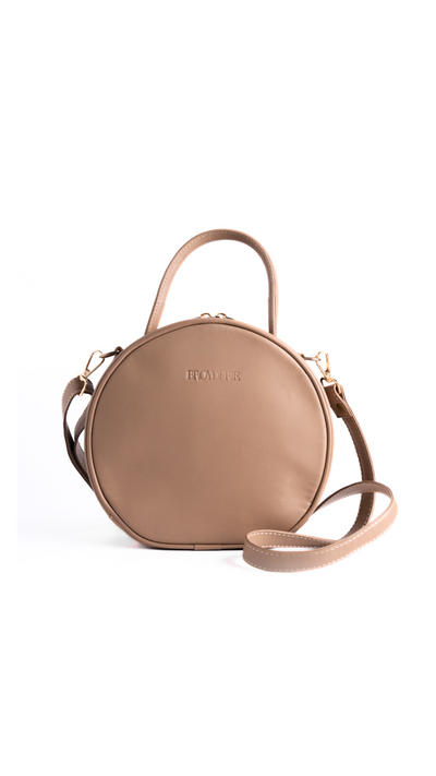 Round Leather Nude Bag