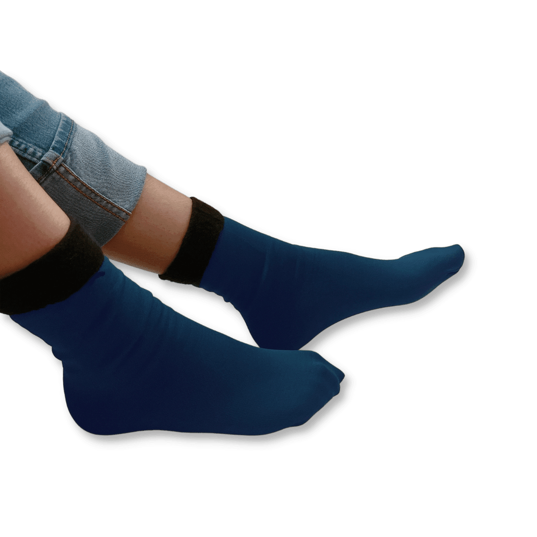 Dark Blue Cotton Wool Thermal Socks - Elva
